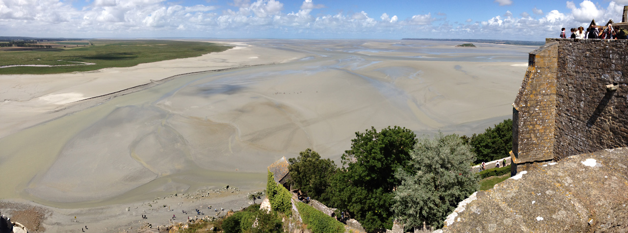 Floodplain at low tide viewed from Mont-Saint-Michel, France